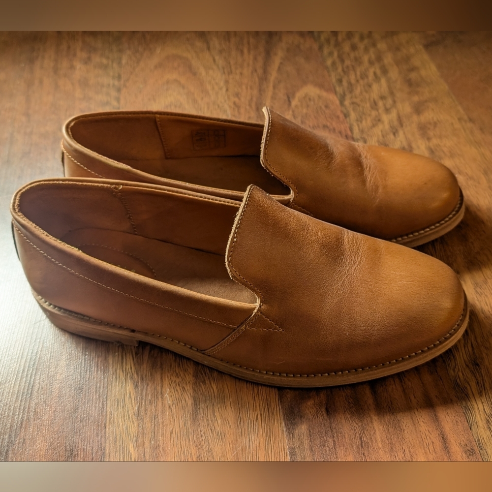 Rounded Leather Loafers - Bourbon - image 3